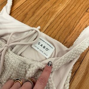 SABO Cream Crochet Maxi Dress - Lightweight Knitted Bralette